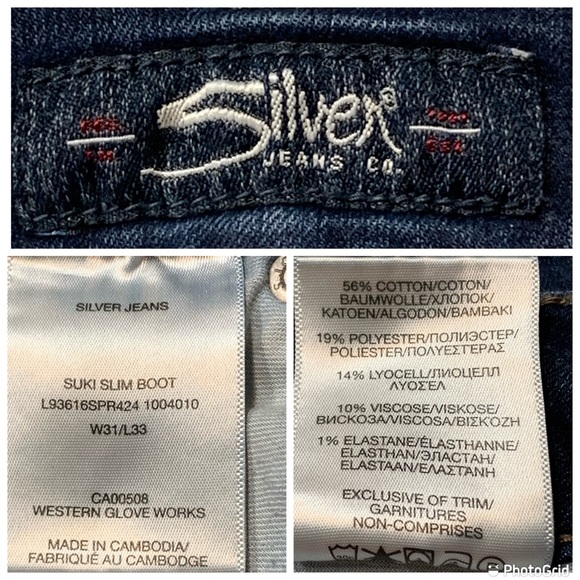 Silver Jeans Co. Suki Slim Bootcut Indigo Blue Jeans, W31/L33 - Picture 16 of 16